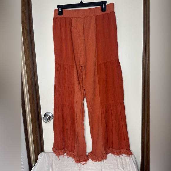 Umgee Orange Wide Leg pants with Elastic Waistband - Picture 4 of 12